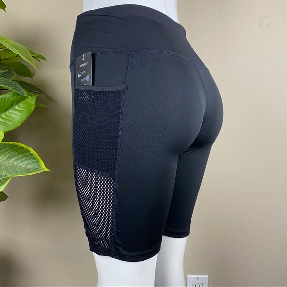 Black Active Wear Biker Short Net Legging - Picture 6 of 9